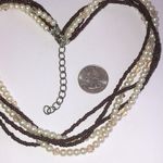 925 Sterling Clasp Faux Pearl Brown Seed Bead Multi Strand Beaded Boho Necklace Photo 3