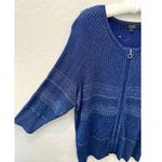 Alex Marie | Blue Metallic Knit Zip Cardigan Sweater | Size 1X Photo 2