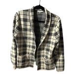 SIONI Women's Medium Plaid Knit Cardigan Sweater Shawl Collar Pocketed Black Photo 0