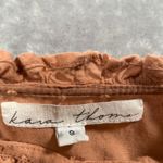 Kara Thoms Blouse Small Prairie Cottage Ruffle Boho Coastal Feminine Flowy Brown Photo 2