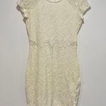 Garage White Cream Lace Fitted Dress with Sheer Cutouts Medium Photo 0