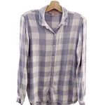 Philosophy Flannel Button Up Shirt Long Sleeve Plaid Periwinkle White Photo 0