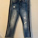 Jessica Simpson Distressed Arrow Straight Striped Side Denim Jeans Photo 0