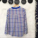 Stitch Fix  PIXLEY‎ Blue Plaid Henley Blouse Photo 1