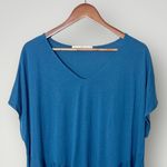 Peruvian Connection  Teal‎ Peplum Top XL Pima Cotton Modal V-Neck Photo 2