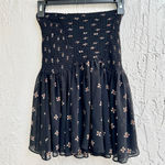 Maje  Jouet Printed Chiffon Smocked A-Line Mini Skirt Imprime Black Womens Sz 1/S Photo 2