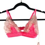 Free People We Are HAH On The Double Bralette Lace Trim Bubblegum Pink S Photo 2
