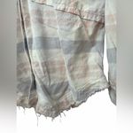 Free People  Loveland Plaid Flannel Button Down Shirt Pink Pastel Raw Hem Photo 2