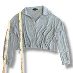 Y2K FORE Gray Ribbed Knit Collared Crop Top Preppy Minimal Streetwear Women’s M Size M Photo 3