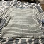 Nautica Gray and White Striped Long Sleeve Top Photo 6