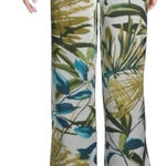 Chico's ‎ LEAF WIDE LEG PANTS ELASTIC WAIST LINEN DRAWSTRING GREEN WOMEN'S SIZE 2 Photo 0