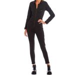 Free People  Black Denim Size M Utility Zip Front Long Sleeve Skinny Jumpsuit Photo 3