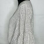 fab'rik  Size M Blouse Top Front Tie Knot V-Neck Cream Black Bell Sleeve Photo 6