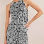 Boden Racer Neck‎ Jersey Mini Dress, Black, Exotic Tile | Size US 8R White Photo 0