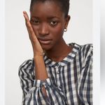 H&M  dress long sleeve wide cut modest button chiffon checked size S oversized﻿﻿﻿ Photo 2