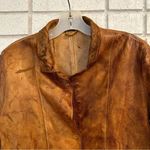 BLUR Italian Leather Distressed Blazer Jacket IT 44 / US 4 Tan Photo 13