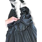 Entro Black Tassel Halter Ruched Maxi Dress L Crinkle Gauze, Lined, Style D16680 Photo 7