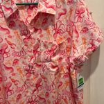 Emily Daniels XL Button Up Shirt Pink Orange Octopus Print Short Sleeve NWT Photo 3