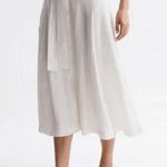 Reiss Oakley Button Belted Linen Blend Midi Skirt Ivory 0 NEW Photo 2