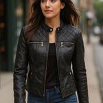 Guess Faux Leather Moto Jacket – Black – Size Small Photo 0