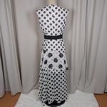 New York & Company Sleeveless Polka Dot Ruffle Maxi Dress Black and White Small Photo 12