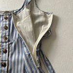 American Eagle  Striped Button-Front Mini Dress | Blue White Sleeveless A-Line | Photo 4