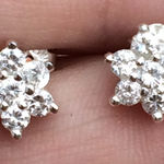 Sterling Silver 925 Cubic Zirconia Flower Studs Photo 0