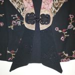 Vintage Spencer Alexis Petite Floral Cheetah Open Front Silk Shirt Blouse Top Black Size undefined Photo 8