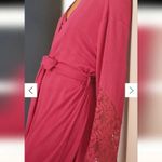 Anthropologie [] Magenta Pink Ilia Lace Sleeve Belted Wrap Robe Size Large L/XL Photo 10