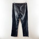 Maeve Anthropologie High Rise Straight Leg Faux Leather Pants Black 10 Tall Photo 6