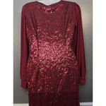 Sequin Evening Dress Womens Small Red Long Sleeve V Neck Party Gown Formal Photo 6
