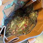 Dooney & Bourke Tan All Leather Medium Tote Handbag Tassel Vintage Square Carmel Photo 5