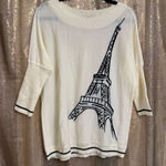 Catherine Malandrino  for Design Nation Eiffel Tower Ivory Scoop Neck Sweater Lar Photo 0