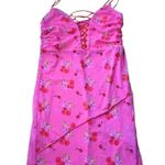 Urban Outfitters  Cherry Bright Mesh Mini Dress UO Size Small Stretchy Bodycon Photo 1