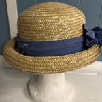 Vintage Kentucky Derby Acrylic Straw Hat With‎ Floral Embroidered Bandana Bow Yellow Photo 5