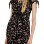 Ultra Flirt Black Burgundy Butterfly Print Mesh Tie Neck Y2K Ruched Mini Dress M Photo 0