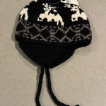Crown Cap Winter Hat Black White Reindeer Fair Isle Earmuff Tassel Knit Photo 0