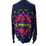 United Colors Of Benetton RETRO 90s Navy Cardigan with Bright Pattern Size m/l Photo 3