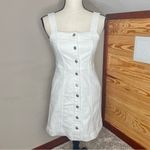 Madewell  Denim Button Front Square Neck Mini Dress in Tile White 0 NF931 Jean Photo 1