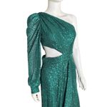 Mac Duggal Ieena for Green Sequined One Shoulder Cut Out Gown 26730 Women’s Sz 4 Photo 3