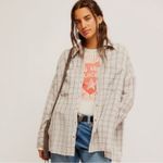 Free People Oversized Bohemian Grunge 90s Fall Cardiff Plaid Top Shirt Medium Photo 3