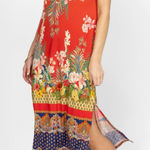 Johnny Was  Rapsodia Maxi Henley Dress Multicolor Floral M Red Green Blue Cream Photo 0