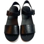 MUK LUKS Women's Slingback Sandals Black Faux Croco Platform Size 11 Photo 1