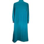 Vanity Fair T2 VTG Velour Zip Robe Teal Embroidered Long Sleeve Lounge Caftan Photo 9