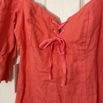 WILFRED Stanza Dress Linen Mini Puff Sleeve Coral Salmon Pink Corset XXS Aritzia Photo 5