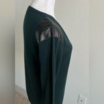 Sandro  emerald green w/leather 100% merino wool Crew Neck Sweater Photo 7