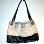 B Makowsky B. MAKOWSKY Metallic Tan Brown & Black Leather Snap Shoulder Bag Purse Photo 1