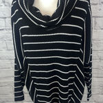 Catherine Malandrino Women's Casual Cowl Neck Black & White Striped Sweater 3X Photo 0