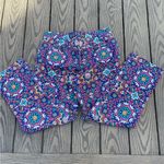 Lands' End  two mid rise geometric print blue pink straight leg Photo 2