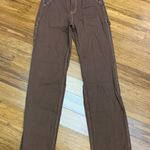 PacSun 90s BF Carpenter Pants Brown White Stitching Relaxed Fit Women Size 26 Photo 0